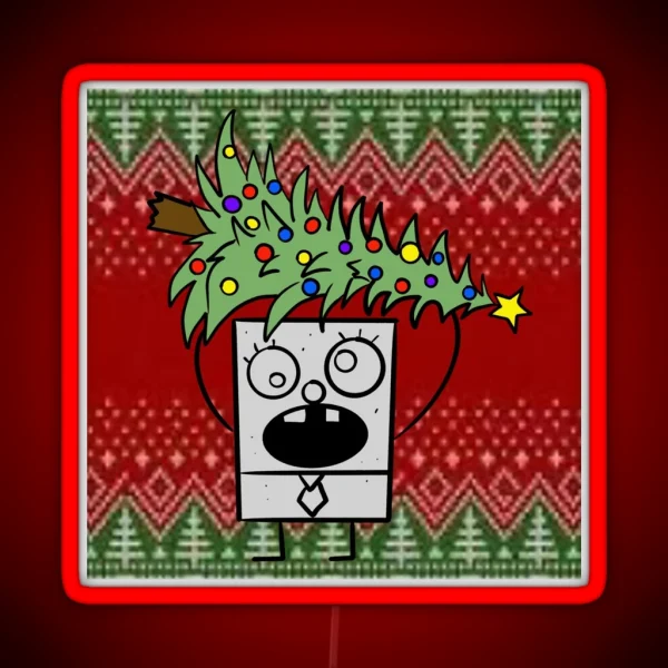 Doodlebob Ugly Sweater Edition RGB Neon Sign