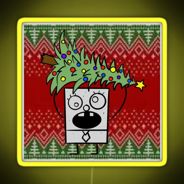 Doodlebob Ugly Sweater Edition RGB Neon Sign