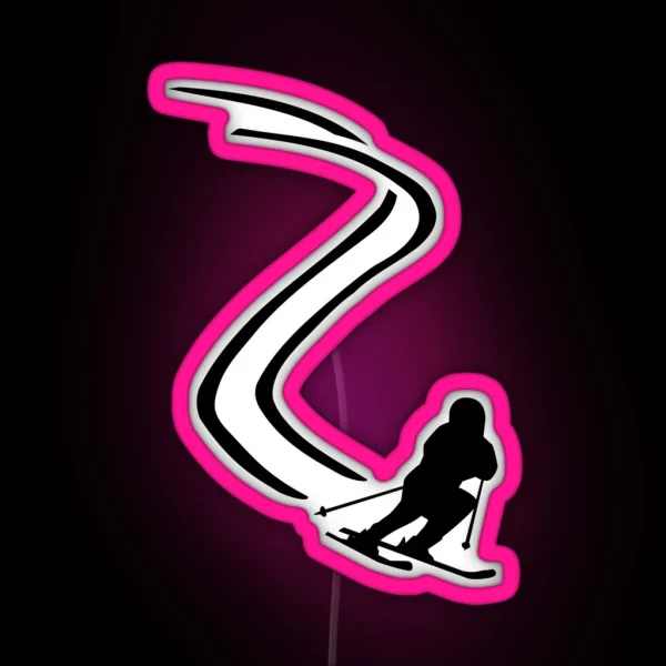 Downhill Ski Racing RGB Neon Sign