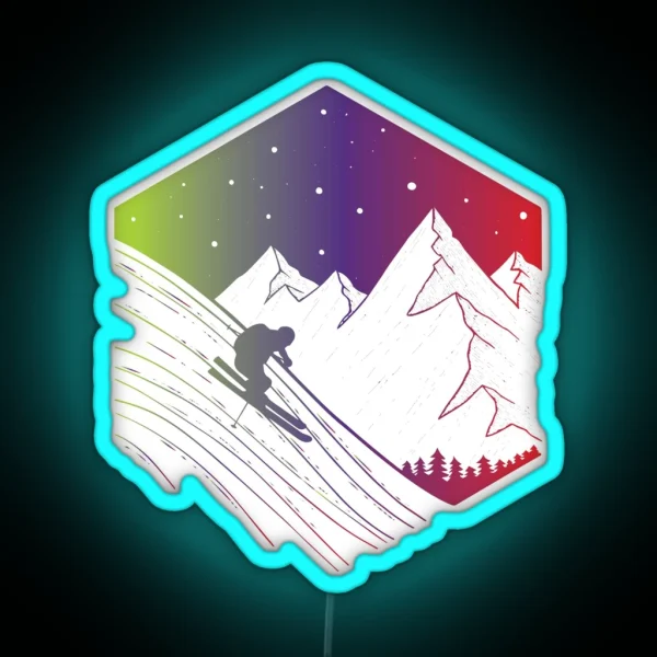 Downhill We Ski RGB Neon Sign