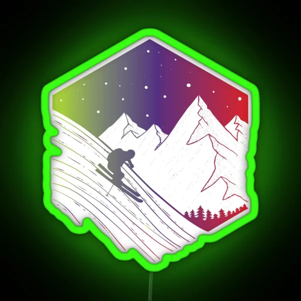 Downhill We Ski RGB Neon Sign