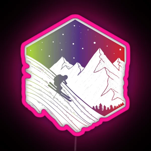 Downhill We Ski RGB Neon Sign