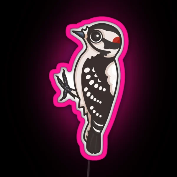 Downy Woodpecker RGB Neon Sign