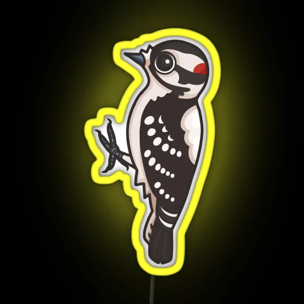 Downy Woodpecker RGB Neon Sign