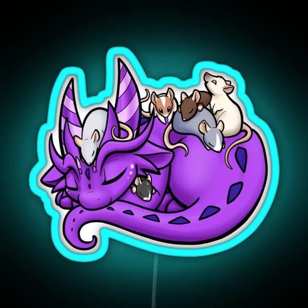 Dragon And Rat Pile RGB Neon Sign