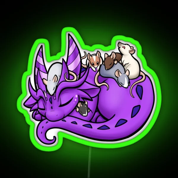 Dragon And Rat Pile RGB Neon Sign