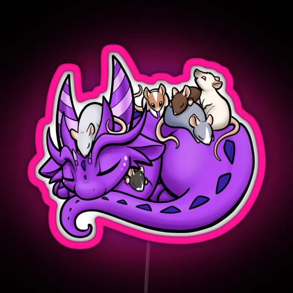 Dragon And Rat Pile RGB Neon Sign