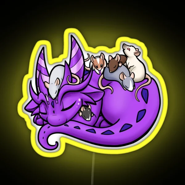 Dragon And Rat Pile RGB Neon Sign