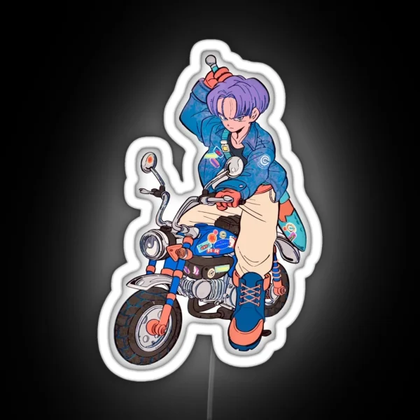 Dragon Ball Super Saiyan Swordsman Trunks Riding The RGB Neon Sign