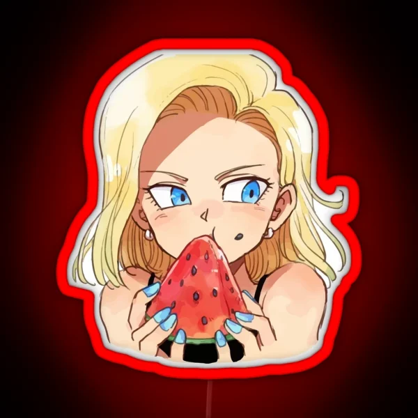 Dragon Ball Z Cute Android 18 X Fresh Watermelon Dragon Ball RGB Neon Sign