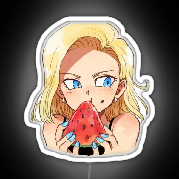 Dragon Ball Z Cute Android 18 X Fresh Watermelon Dragon Ball RGB Neon Sign