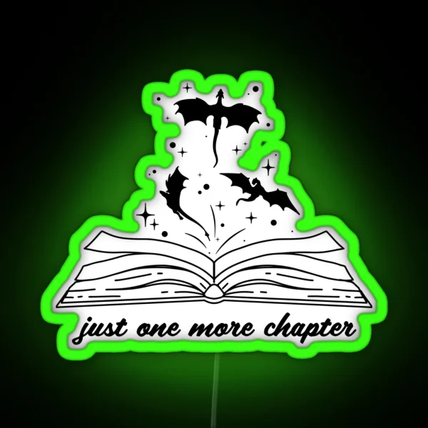 Dragon Bookish Just One More Chapter Bookworm Reader Booktok RGB Neon Sign