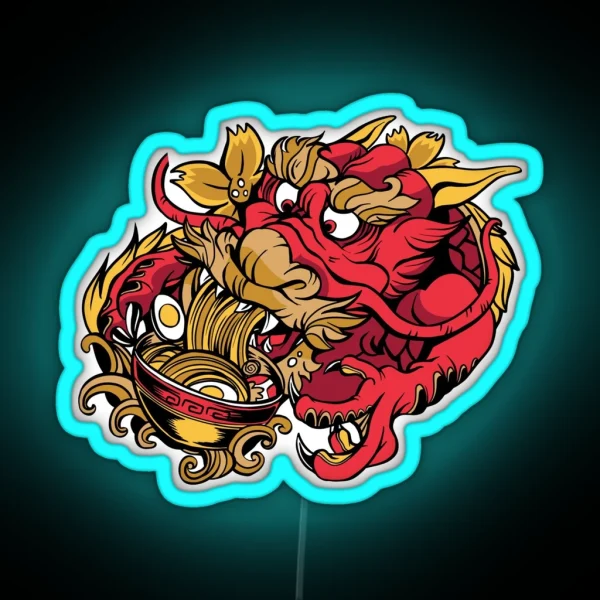 Dragon Eating Ramen RGB Neon Sign