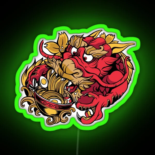 Dragon Eating Ramen RGB Neon Sign