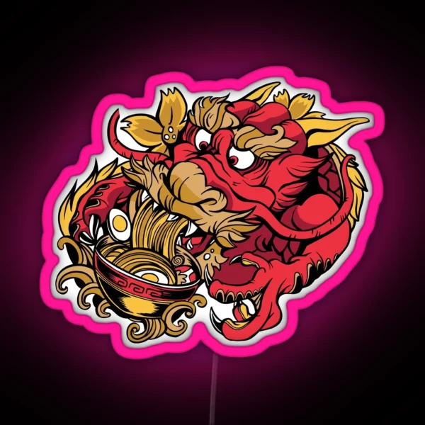 Dragon Eating Ramen RGB Neon Sign