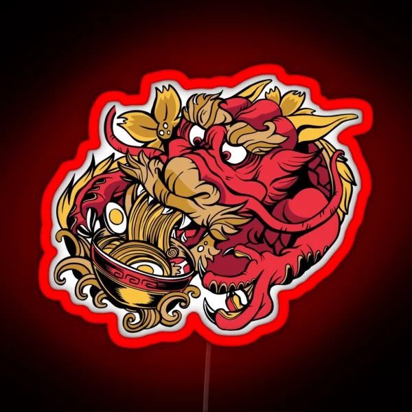Dragon Eating Ramen RGB Neon Sign
