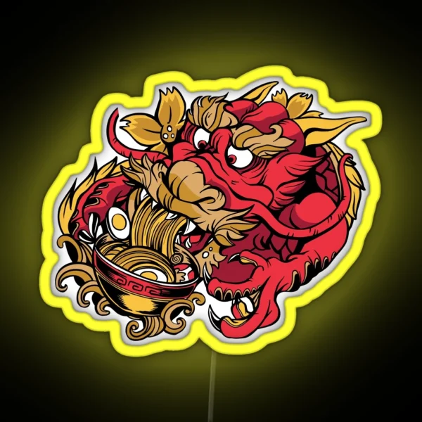 Dragon Eating Ramen RGB Neon Sign