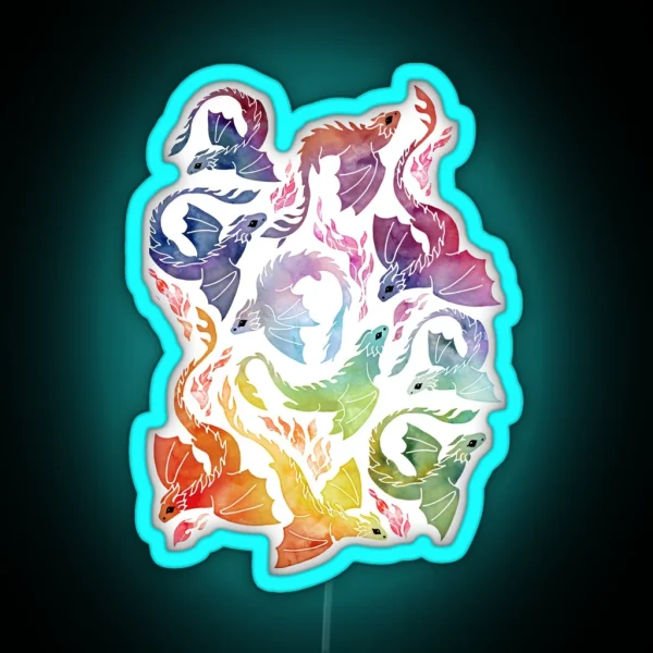 Dragon Fire Rainbow RGB Neon Sign