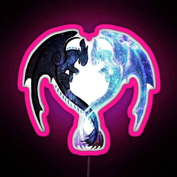 Dragon Heart Toothless And Light Fury RGB Neon Sign