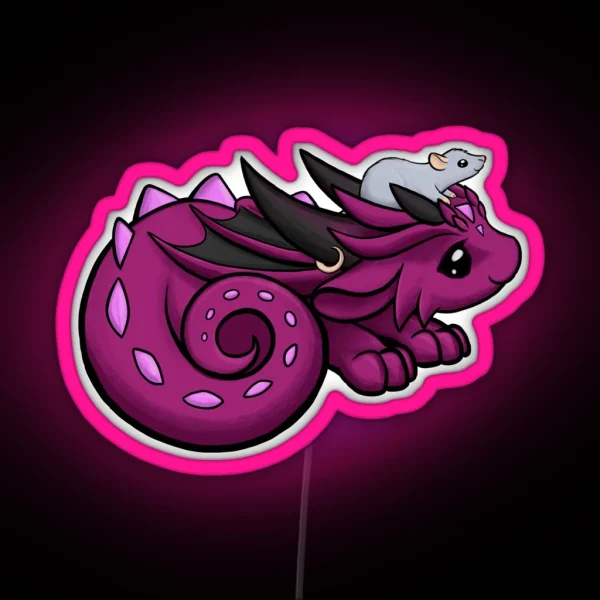 Dragon With Ratty RGB Neon Sign