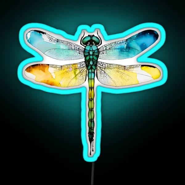 Dragonfly Ink Art RGB Neon Sign