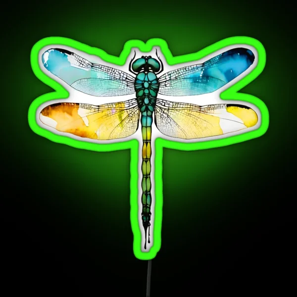 Dragonfly Ink Art RGB Neon Sign