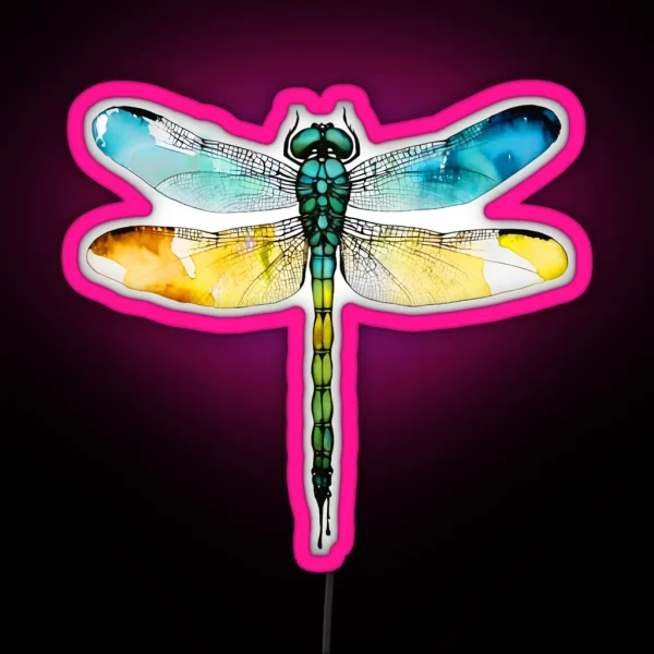 Dragonfly Ink Art RGB Neon Sign