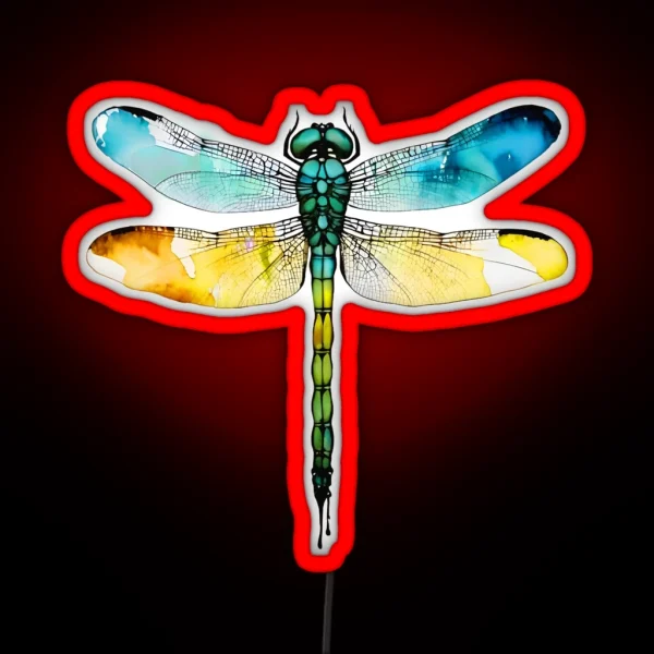 Dragonfly Ink Art RGB Neon Sign