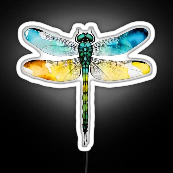 Dragonfly Ink Art RGB Neon Sign