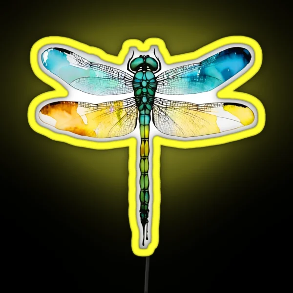 Dragonfly Ink Art RGB Neon Sign
