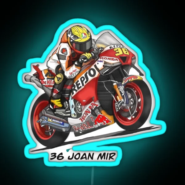 Drawing Sketching Motogp No 36 Joan Mir RGB Neon Sign