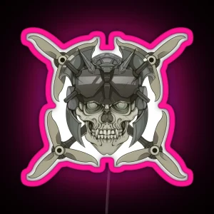 Drone And Skull Khaki Version RGB Neon Sign