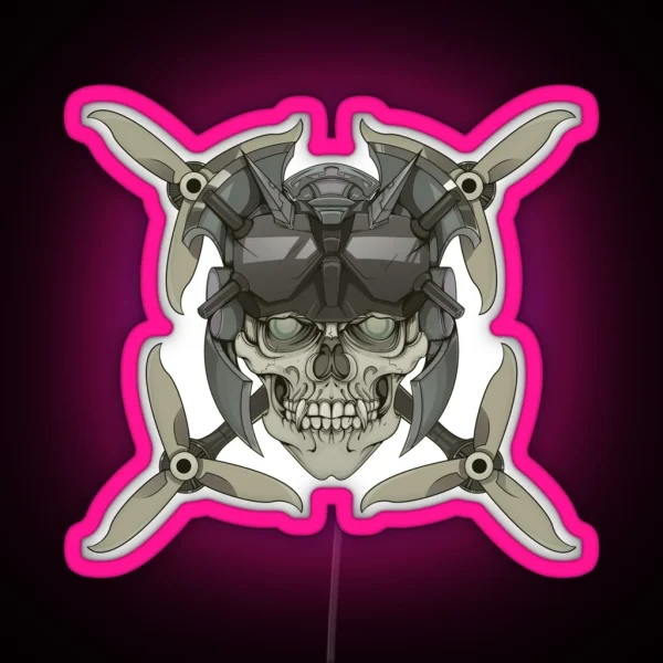 Drone And Skull Khaki Version RGB Neon Sign