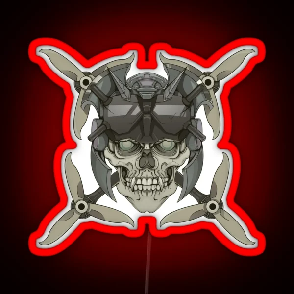 Drone And Skull Khaki Version RGB Neon Sign