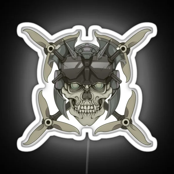 Drone And Skull Khaki Version RGB Neon Sign