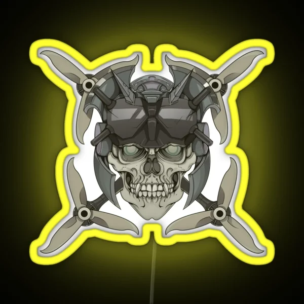 Drone And Skull Khaki Version RGB Neon Sign