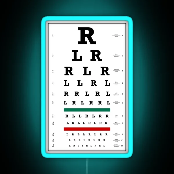 Drummers Eye Chart RGB Neon Sign