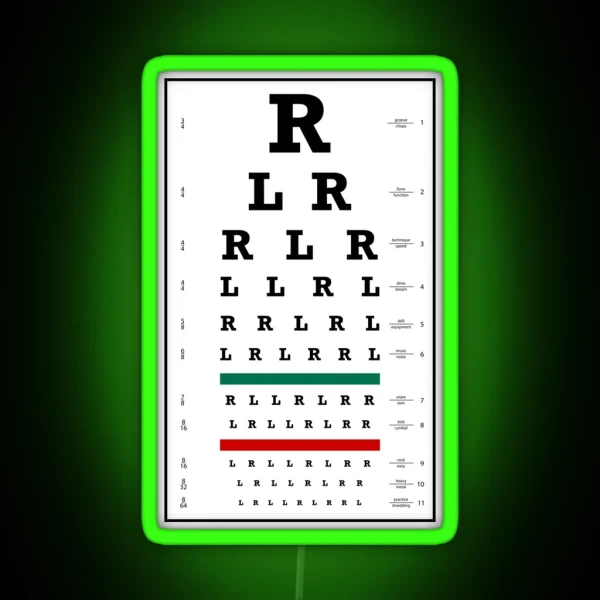 Drummers Eye Chart RGB Neon Sign