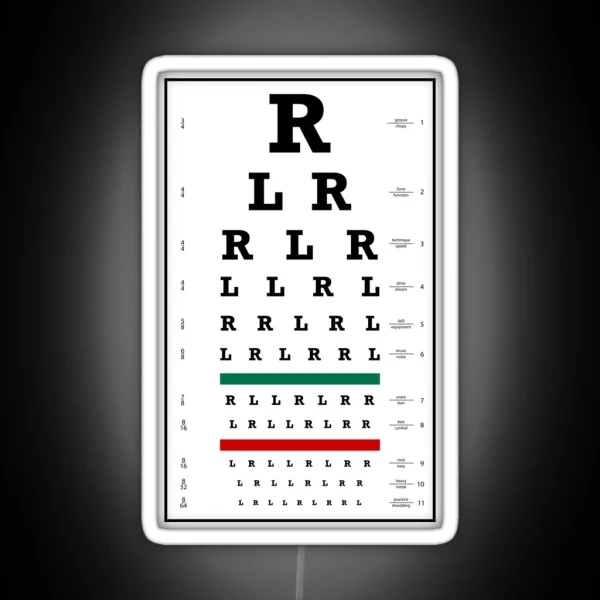 Drummers Eye Chart RGB Neon Sign