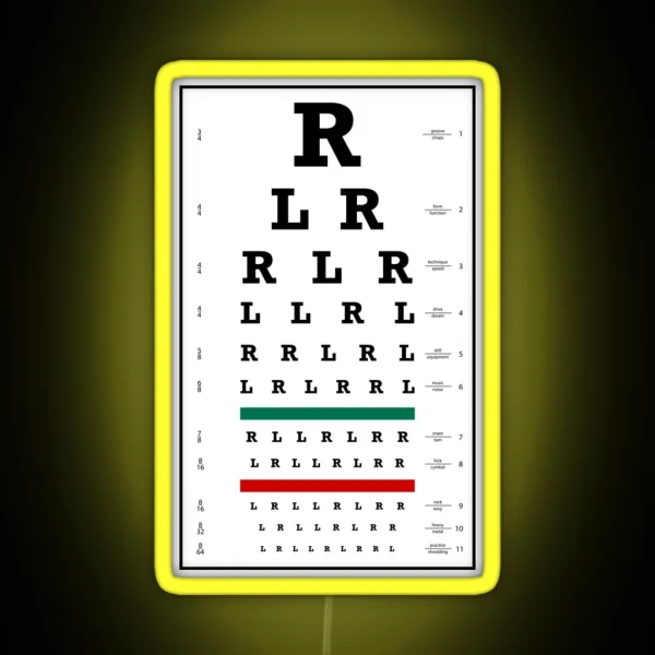 Drummers Eye Chart RGB Neon Sign