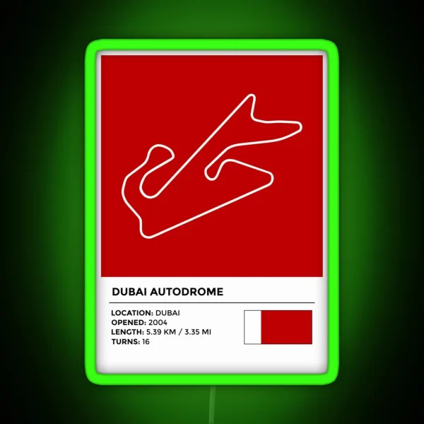 Dubai Autodrome Info RGB Neon Sign