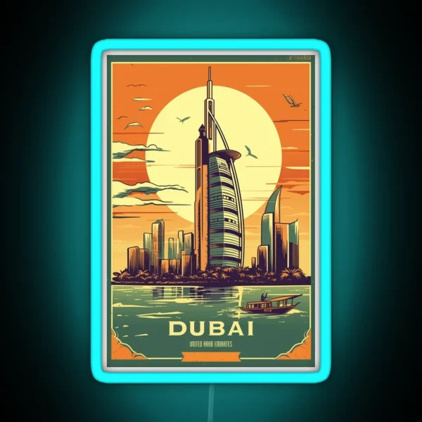 Dubai Vintage Poster RGB Neon Sign