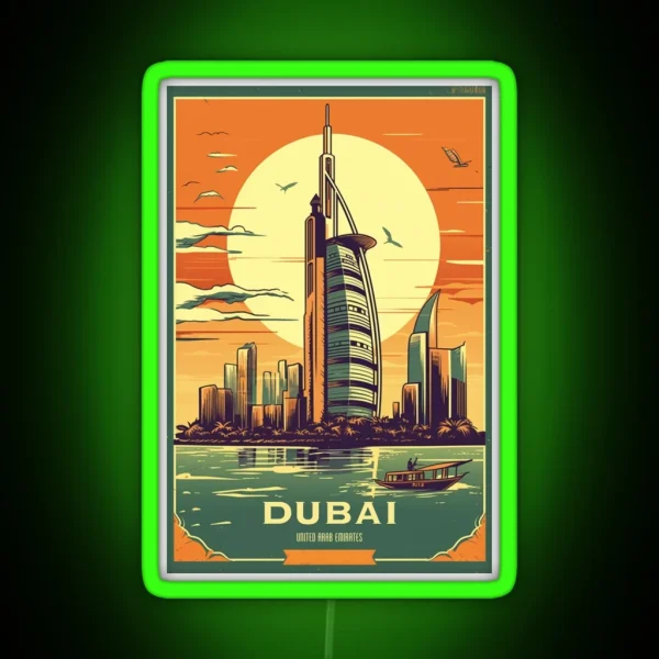 Dubai Vintage Poster RGB Neon Sign