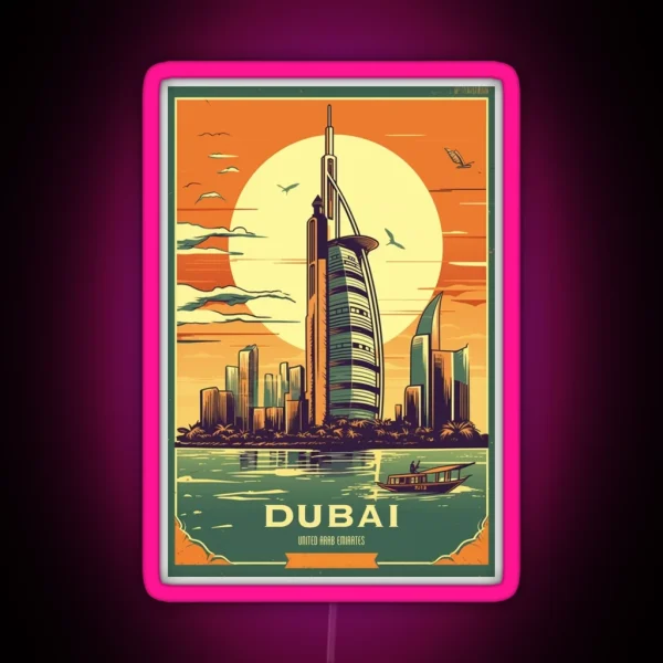 Dubai Vintage Poster RGB Neon Sign