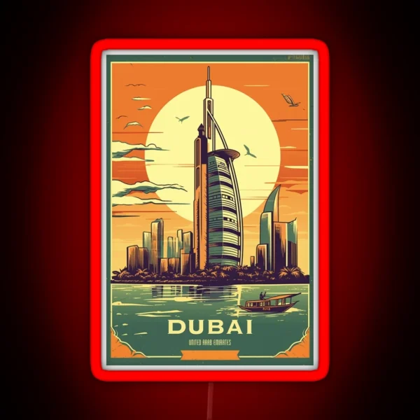 Dubai Vintage Poster RGB Neon Sign