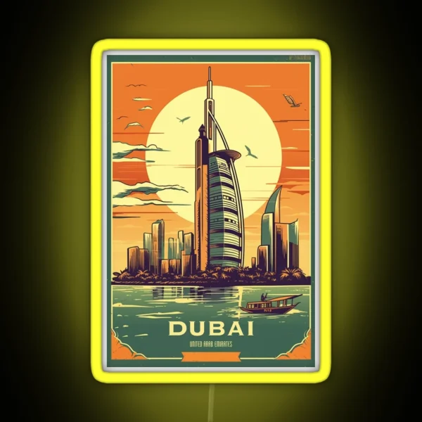 Dubai Vintage Poster RGB Neon Sign