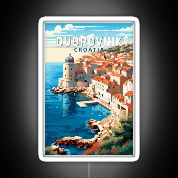 Dubrovnik Croatia Travel Art Vintage RGB Neon Sign