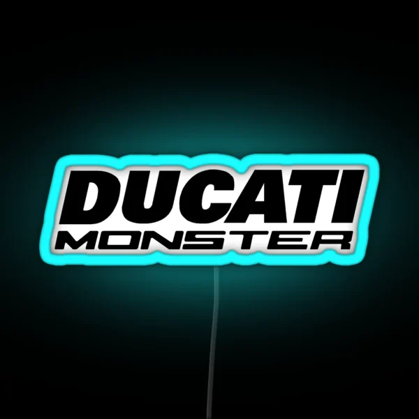 Ducati Monster Black Text RGB Neon Sign