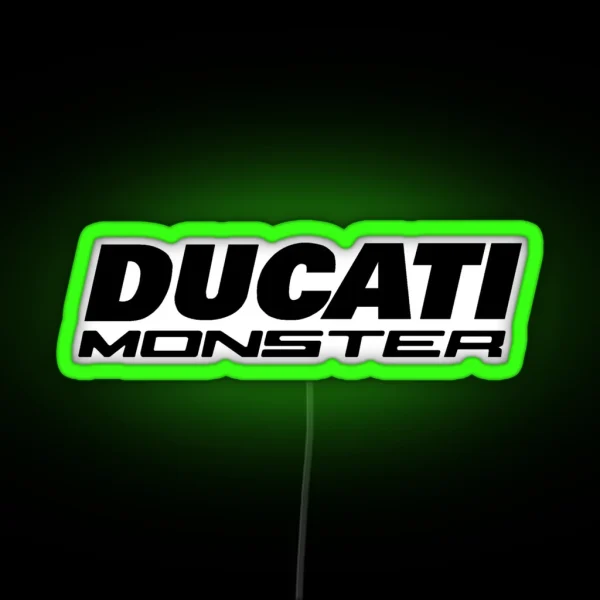 Ducati Monster Black Text RGB Neon Sign