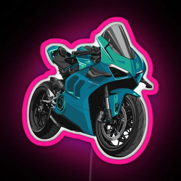 Ducati Panigale V4 In Turquoise RGB Neon Sign